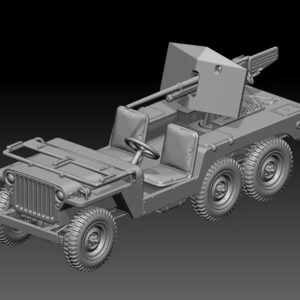 HINODE 1/144 レジンキット 未塗装 WW2 アメリカ軍 ウィリス 6×6 スーパー・ジープ T14 37mm砲搭載車