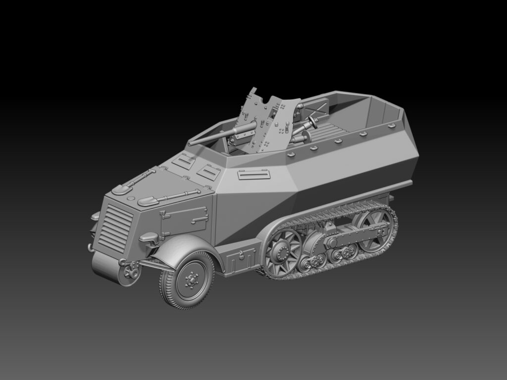 HINODE 1/144 レジンキット 未塗装 WW2 ドイツ軍 SPW U304(f) 3.7cm PaK 36 搭載 半装軌装甲車