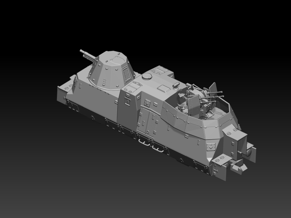 HINODE Nゲージ レジンキット 未塗装 WW2 ドイツ軍 装甲列車 BP-42 編成 火砲・対空砲車 2cm Flakvierling 38 - 画像 (2)