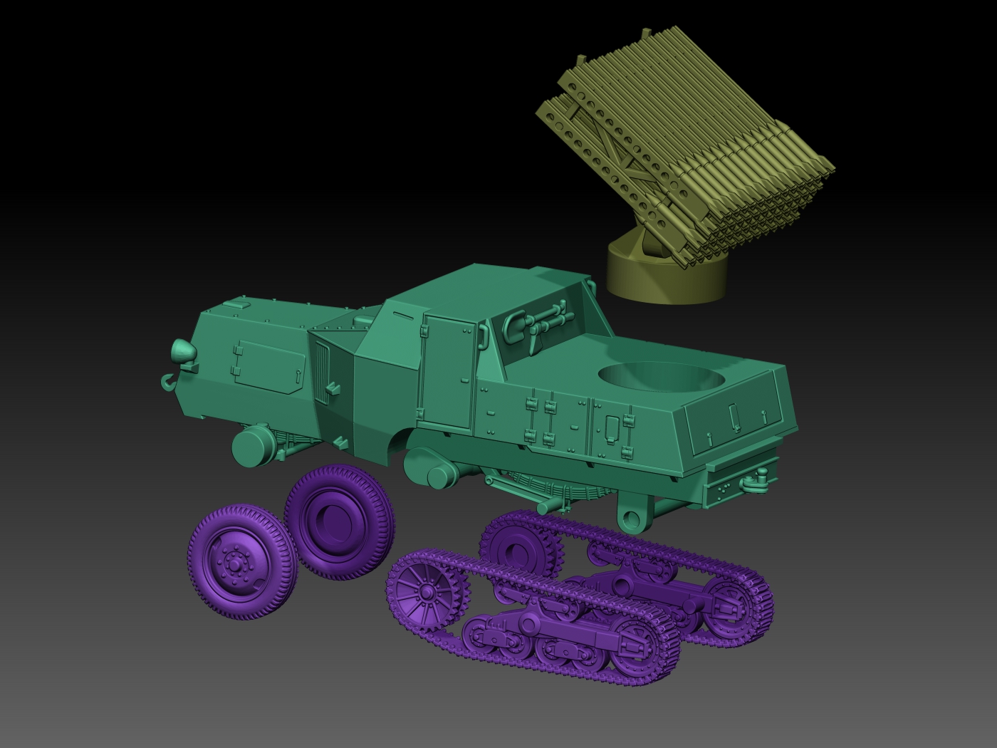 HINODE 1/144 レジンキット 未塗装 WW2 ドイツ軍 S307(f) Vielfachwerfer 多連装ロケットランチャー - 画像 (2)
